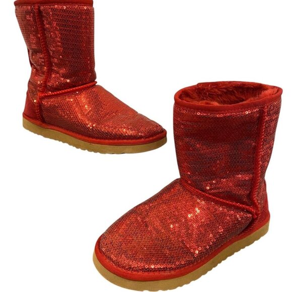 UGG Holiday Red Sequin Boots – Size 8 – Limited Edition Sparkle - Picture 6 of 15